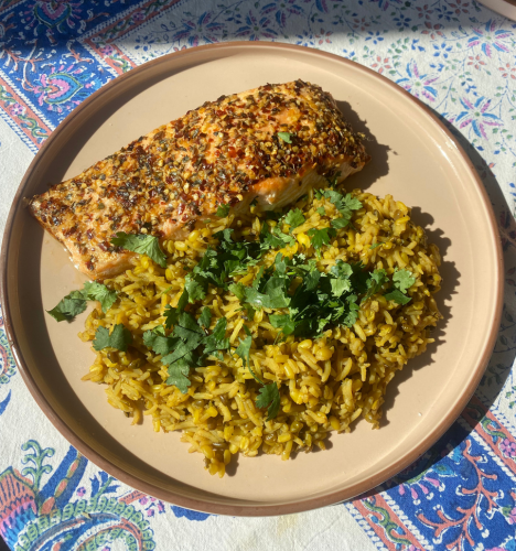 Tarka Crusted Salmon