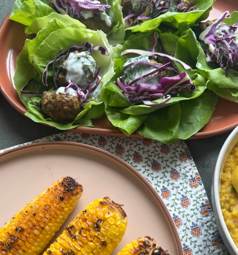 Lamb Kofta with Grilled Corn