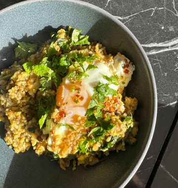 Kitchari and Eggs with Spinach