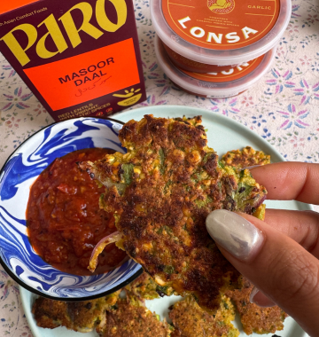 Daal Fritters with Aaji's Lonsa