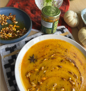 Pumpkin Soup with Tarka Seeds